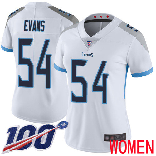 Tennessee Titans Limited White Women Rashaan Evans Road Jersey NFL Football #54 100th Season Vapor Untouchable